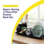 Compact 3-Piece Dish Drainer Set with Cutlery Holder