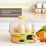 Macook Rapid Egg Cooker 7 Easy-To-Peel, Hard, Medium, Soft Boiled Eggs, Poacher with Auto Shut Off Feature, Measuring Cup Included- Yellow