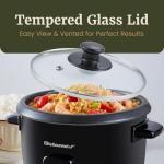 Elite Gourmet Electric Rice Cooker with Steam Tray and Non-Stick Inner Pot Makes Soups, Stews, Grains, Cereals, Keep Warm Feature, 6 Cups Cooked (3 Cups Uncooked), Black