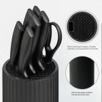 NULAS Knife Set, 8-Piece Kitchen Knife Set with Universal Block - Anti-Rust Chef Knives, Ergonomic Design, Dishwasher Safe (Black)