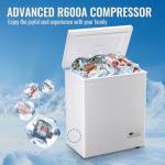 DEMULLER White Chest Freezer Small Deep Freezers with Two Baskets Mini Size & Spacious Capacity, Precise Electronic Panel & Accurate to 1℉