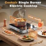 Cooksir Single Burner Electric Cooktop - 110V Portable One Burner Hot Plate 1800W, Countertop Electric Stove top for Home, Camping, RV, Timer, Child Lock, Steam, BBQ, Stir Fry, 110-120V Plug in