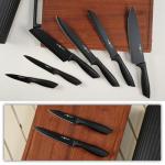 NULAS Knife Set, 8-Piece Kitchen Knife Set with Universal Block - Anti-Rust Chef Knives, Ergonomic Design, Dishwasher Safe (Black)