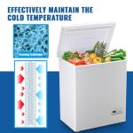 DEMULLER White Chest Freezer Small Deep Freezers with Two Baskets Mini Size & Spacious Capacity, Precise Electronic Panel & Accurate to 1℉