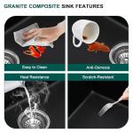 Talllor 28x19 Black Undermount Kitchen Sink, Granite Composite Single Bowl Workstation All-In One Kitchen Sink, Classic Quartz Composite Sinks with Mixing Bowl, Pasta Strainer #TLGU-127