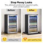NAMTSO Mini Fridge Mat for Floor Protector - Mini Fridge Drip Tray with Raised Edge Leak Proof, Non-Slip Under Refrigerator Silicone Mat for Portable AC, Ice Maker, Water Cooler, Black, 19.7"x19.7"