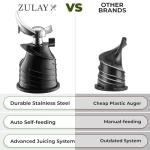 Zulay Kitchen Cold Press Juicer Machine with 5" Wide Feed Chute, Slow Masticating Juicer for Whole Fruits & Vegetables, Easy to Clean, Stainless Steel Blades, High Juice Yield - Black