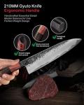 kanngou 8.27 Inch Japanese Chef Knife, 210MM Black Forged Japanese Knife with Red Sandalwood and Eboy Wood Handle, Gyuto Chefs Knives with Premium Gift Box (WA Series)