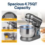 VIVOHOME 4.75 Quart Stand Mixer, 8 Speed Kitchen Electric Food Mixer, Household Stand Mixer for Baking, Cake, Bread with Beater, Dough Hook, Wire Whip and Egg Separator, Gray