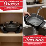 SugarWhisk 8-inch Ceramic Coated Electric Skillet with Lid, Non Stick Skillet Griddle Pan Electric, Rapid Heat Up, 650W, Breakfast Skillet, Kitchen Appliances for Cooking, Graphite