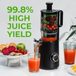 Zulay Kitchen Cold Press Juicer Machine with 5" Wide Feed Chute, Slow Masticating Juicer for Whole Fruits & Vegetables, Easy to Clean, Stainless Steel Blades, High Juice Yield - Black