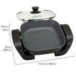 SugarWhisk 8-inch Ceramic Coated Electric Skillet with Lid, Non Stick Skillet Griddle Pan Electric, Rapid Heat Up, 650W, Breakfast Skillet, Kitchen Appliances for Cooking, Graphite