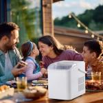 KMFurnila Ice Makers Countertop, Portable Ice Machine with Handle, 6 Mins 9 Bullet Ice Cubes with Basket and Scoop, 26lbs in 24Hrs, Auto-Cleaning, for Home, Kitchen, RV, Camping, White