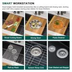 Talllor 28x19 Black Undermount Kitchen Sink, Granite Composite Single Bowl Workstation All-In One Kitchen Sink, Classic Quartz Composite Sinks with Mixing Bowl, Pasta Strainer #TLGU-127