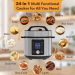 NEWBULIG 6.3 Quart Electric Pressure Cooker, Stainless Steel Multi Cooker Pressure, 24-in-1 Slow Cooker for Rice, Meat Stew, Porridge, Multigrain, Soup, Bean, Bake, Steam, Yogurt Maker