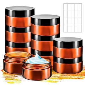 MotBach 10 Pack 4oz Plastic Jars with Lids, 120ml Round Amber Cosmetic Containers Makeup Jars,Travel Size Container Jar for Lotion Cream Eyeshadow Sample Powder Slime Ointment Salve Balm Storage