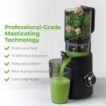 Zulay Kitchen Cold Press Juicer Machine with 5" Wide Feed Chute, Slow Masticating Juicer for Whole Fruits & Vegetables, Easy to Clean, Stainless Steel Blades, High Juice Yield - Black