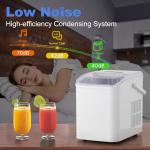 KMFurnila Ice Makers Countertop, Portable Ice Machine with Handle, 6 Mins 9 Bullet Ice Cubes with Basket and Scoop, 26lbs in 24Hrs, Auto-Cleaning, for Home, Kitchen, RV, Camping, White