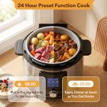 NEWBULIG 6.3 Quart Electric Pressure Cooker, Stainless Steel Multi Cooker Pressure, 24-in-1 Slow Cooker for Rice, Meat Stew, Porridge, Multigrain, Soup, Bean, Bake, Steam, Yogurt Maker