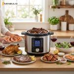 NEWBULIG 6.3 Quart Electric Pressure Cooker, Stainless Steel Multi Cooker Pressure, 24-in-1 Slow Cooker for Rice, Meat Stew, Porridge, Multigrain, Soup, Bean, Bake, Steam, Yogurt Maker