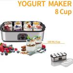 YDuupxe Electric Dairy Fermentation Appliance, Home Yogurt Production Device with 8 Cup Capacity Automatic Temperature Control 0 to 48 Hour Timer for Breakfast Preparation (US Plug 110V)