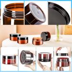 MotBach 10 Pack 4oz Plastic Jars with Lids, 120ml Round Amber Cosmetic Containers Makeup Jars,Travel Size Container Jar for Lotion Cream Eyeshadow Sample Powder Slime Ointment Salve Balm Storage