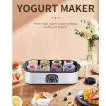 YDuupxe Electric Dairy Fermentation Appliance, Home Yogurt Production Device with 8 Cup Capacity Automatic Temperature Control 0 to 48 Hour Timer for Breakfast Preparation (US Plug 110V)