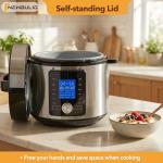 NEWBULIG 6.3 Quart Electric Pressure Cooker, Stainless Steel Multi Cooker Pressure, 24-in-1 Slow Cooker for Rice, Meat Stew, Porridge, Multigrain, Soup, Bean, Bake, Steam, Yogurt Maker