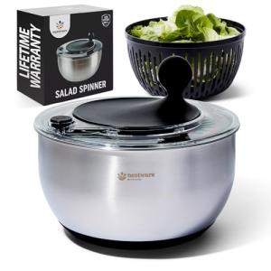 Stainless Steel Salad Spinner with Non-Slip Base