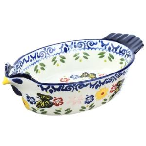 Vintage Butterfly and Flower Ceramic Pie Pan