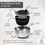 Stainless Steel Salad Spinner with Non-Slip Base