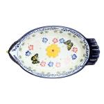 Vintage Butterfly and Flower Ceramic Pie Pan