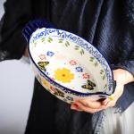 Vintage Butterfly and Flower Ceramic Pie Pan