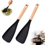 Silicone and Wooden Spatula Spoon Set (2)