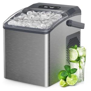 Compact Stainless Steel Ice Maker - 26 lbs Daily