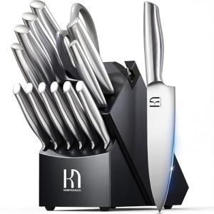 14-Piece Japanese Knife Set with Block and Sharpener