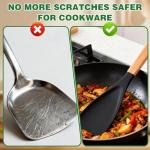 Silicone and Wooden Spatula Spoon Set (2)