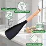 Silicone and Wooden Spatula Spoon Set (2)