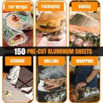 Aluminum Foil Sandwich Wrap Sheets - 150 Count