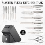 14-Piece Japanese Knife Set with Block and Sharpener