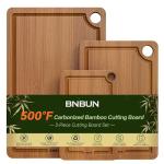 3-Piece Bamboo Cutting Board Set with Juice Grooves