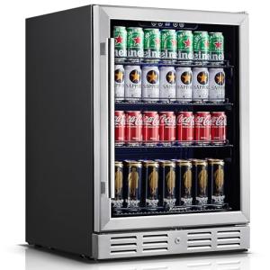24 Inch Under Counter Beverage Fridge, 164 Can Capacity