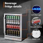 24 Inch Under Counter Beverage Fridge, 164 Can Capacity