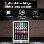 24 Inch Under Counter Beverage Fridge, 164 Can Capacity