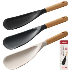 3-Pack Silicone Cooking Spatula Set with Wooden Handles