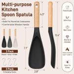 3-Pack Silicone Cooking Spatula Set with Wooden Handles