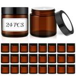 24 Pack 4 oz Amber Glass Jars with Lids