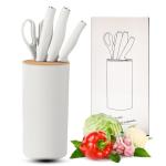 WEISHEHUG 5-Piece White Knife Set with Block