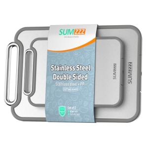 Sumzzz 2-in-1 Stainless Steel Cutting Board Set