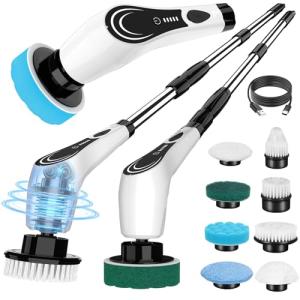 Cordless Electric Spin Scrubber with 8 Brushes